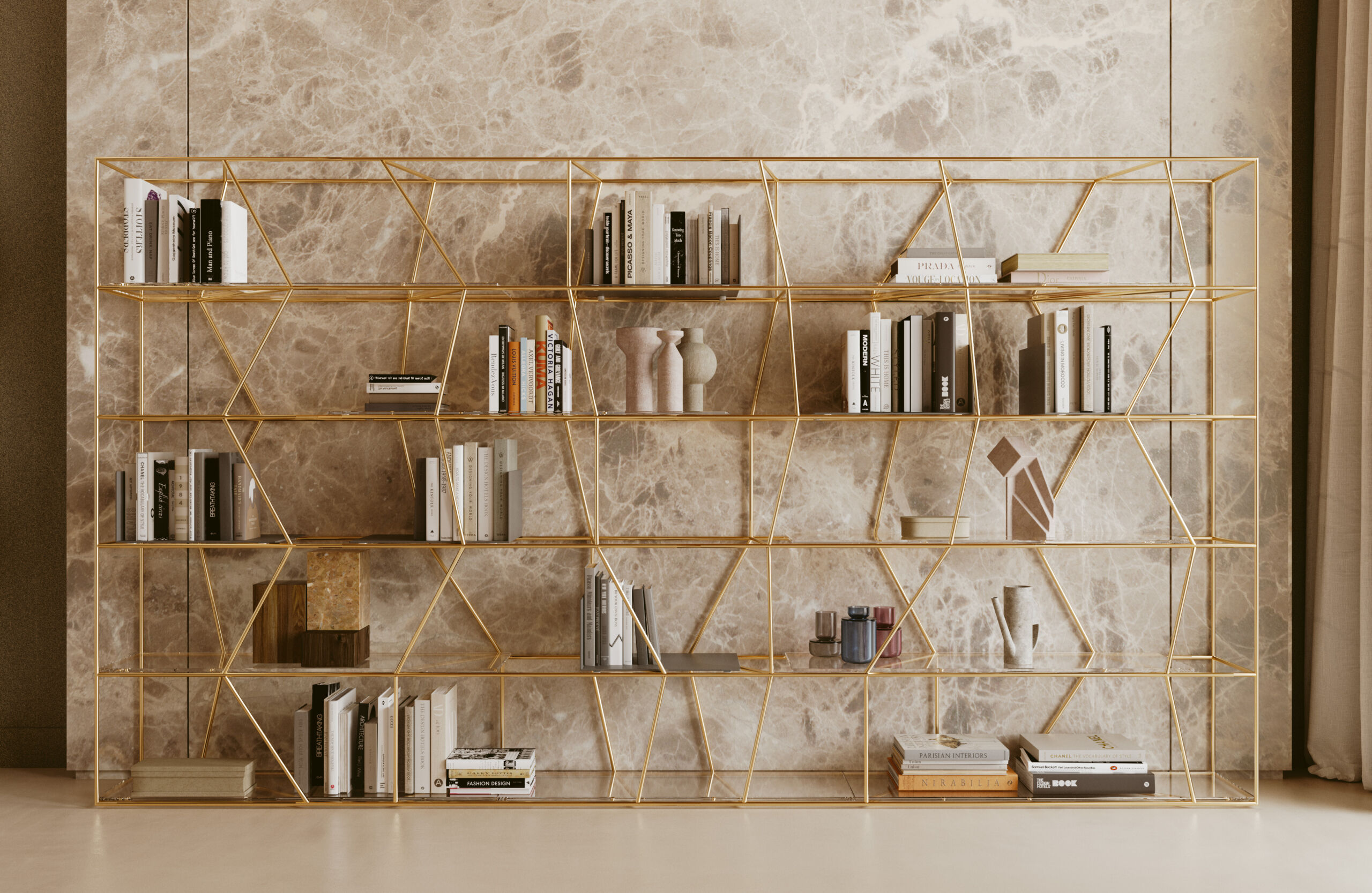 Libreria Lexington Bontempi in metallo oro